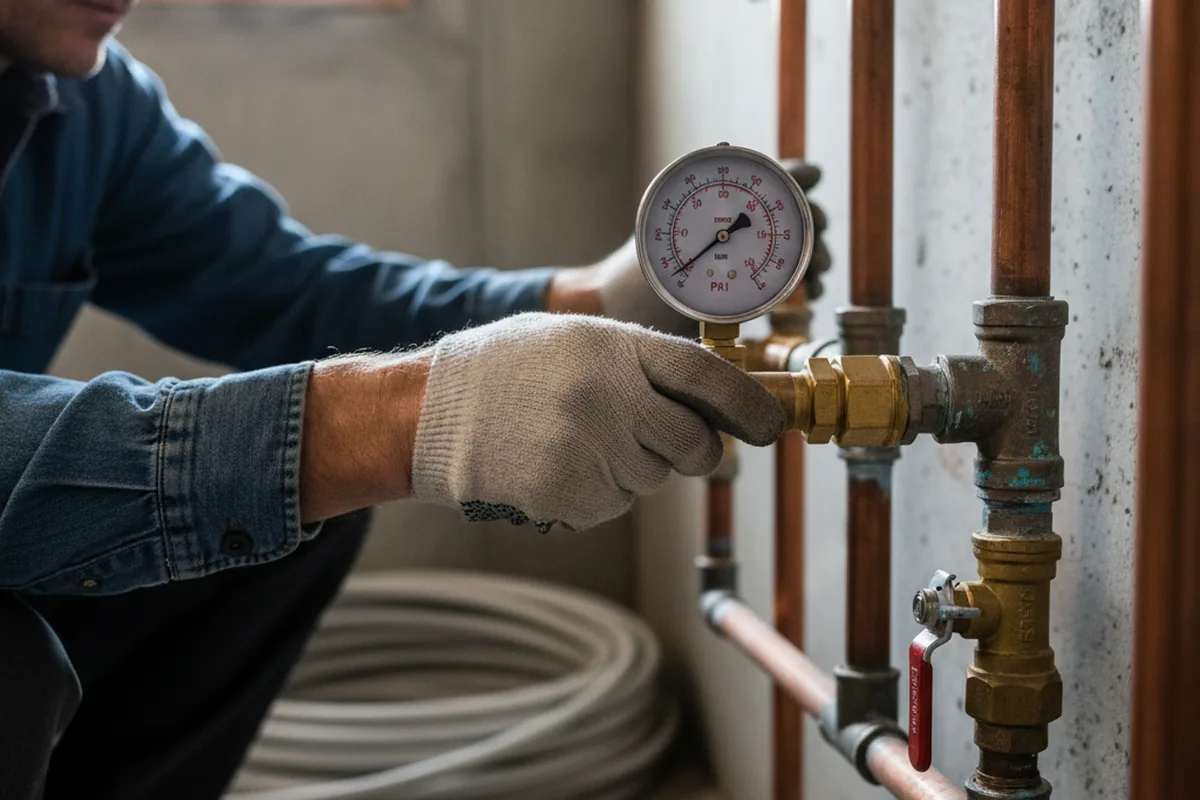 Pressure testing a repaired line during Water Line Repair in Bellamy